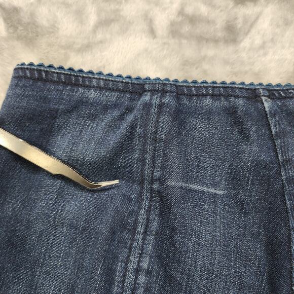 Mesmerize Jeans Womens 12 Blue High Rise Zip Front Crop Ankle Slit Hems Stretch - Picture 7 of 15